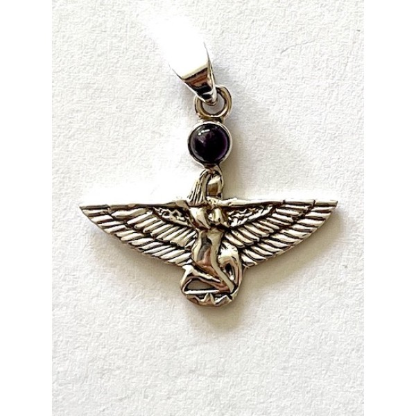 Pendant Silver Isis with Rainbow Moonstone